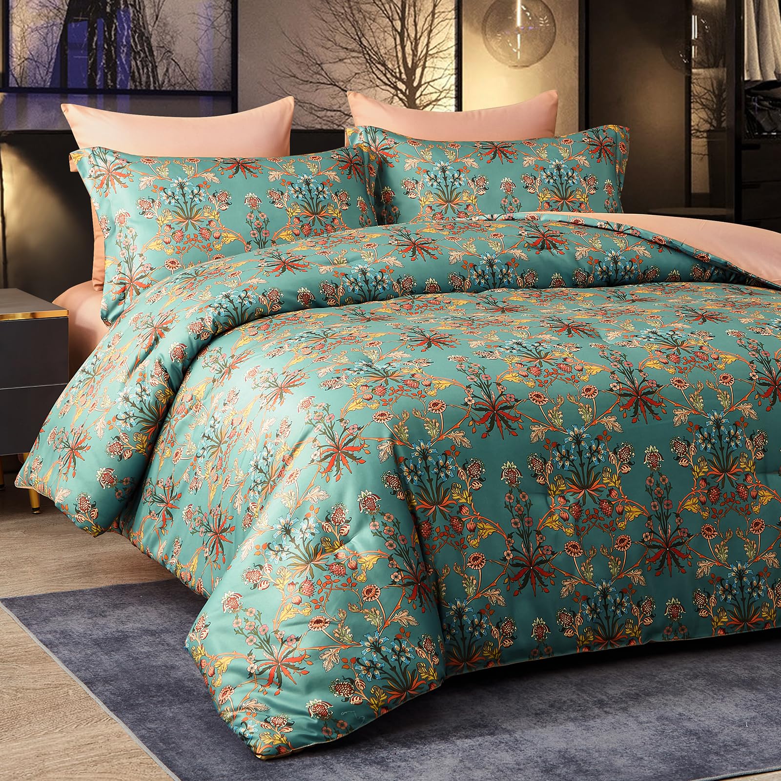 Photo 1 of Cupocupa Queen Comforter Set; Ultra-Soft Lightweight Queen Comforter; Floral Bedding Set for All Seasons  Queen, Multicolor