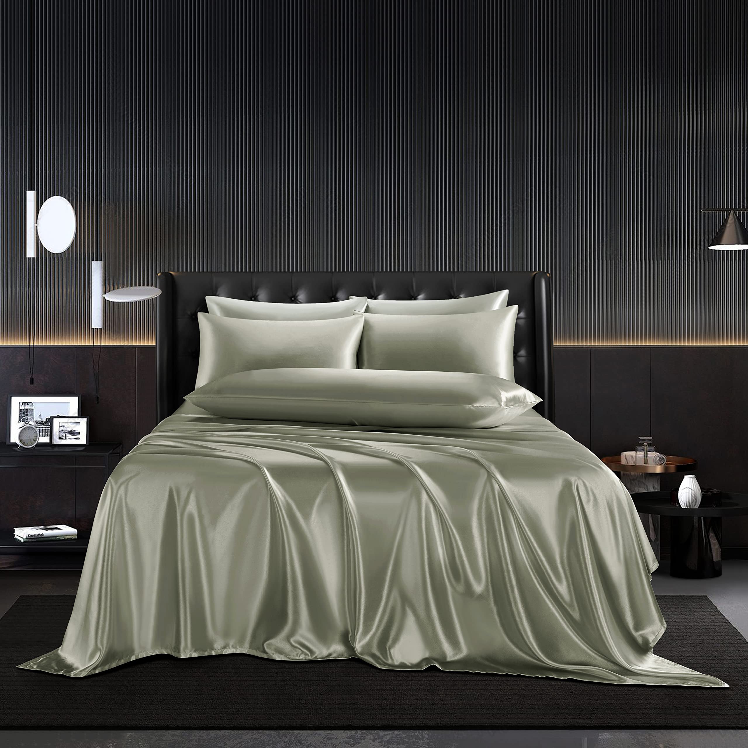 Parure de lit satin gris foncé pour une chambre moderne et des nuits douces