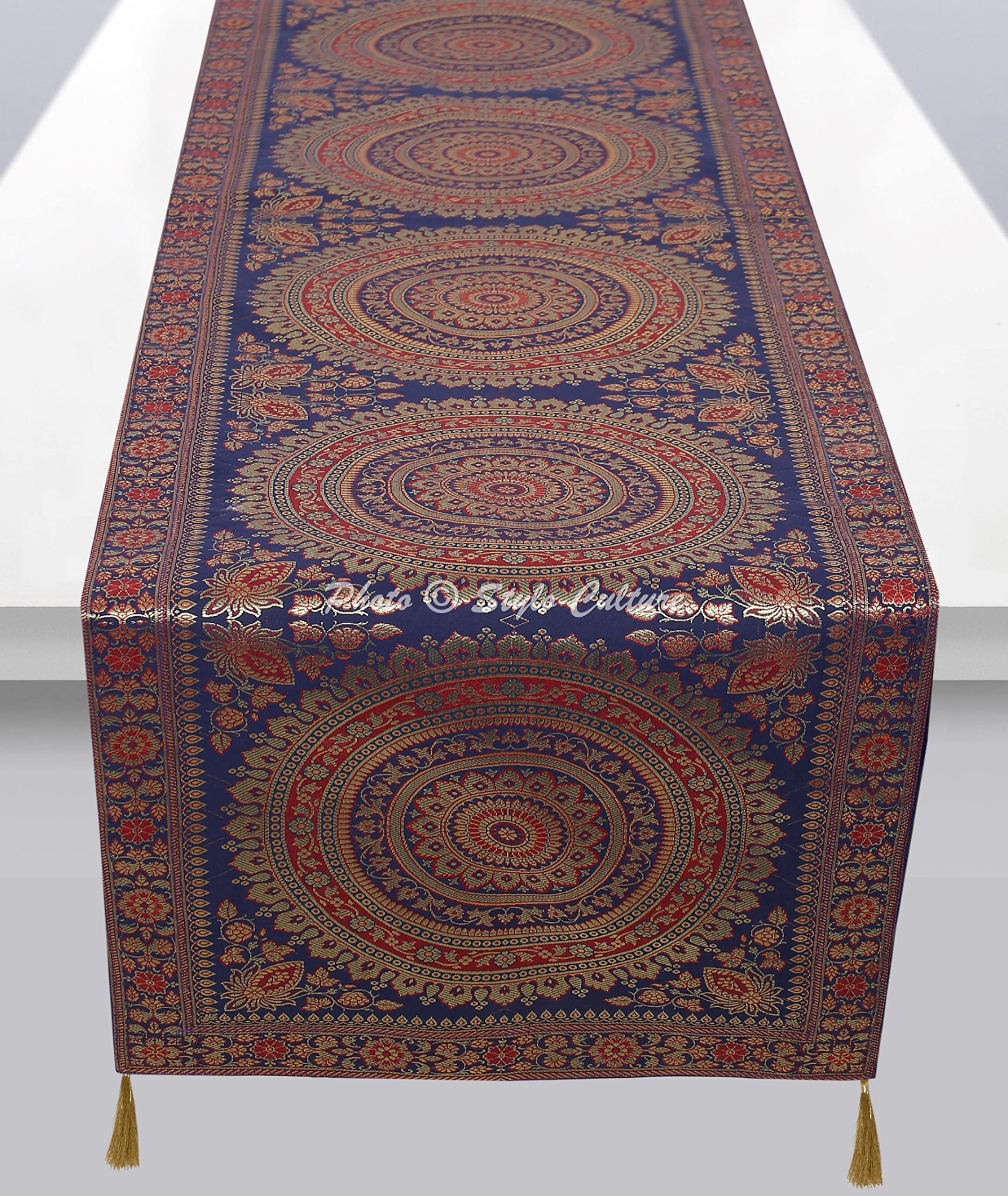 See full amazon price history chart for Stylo Culture Indian Decorative Tablecloth for Rectangle Dining Table Dark Blue Gold Large Party Decor Round Mandala 6 feet Long Brocade Jacquard Tassel 6 Seater Table Runner (68 x 16 Inch) Stylo Culture Indian Decorative Tablecloth for Rectangle Dining Table Dark Blue Gold Large Party Decor Round Mandala 6 feet Long Brocade Jacquard Tassel 6 Seater Table Runner (68 x 16 Inch) (B08681HDFR) Amazon Price History, Amazon Price Tracker