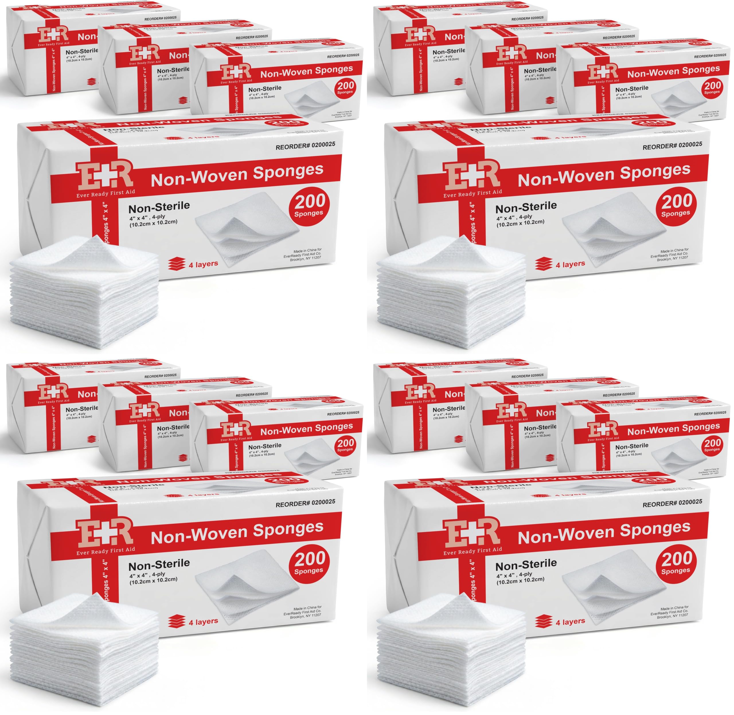 Ever Ready First Aid Non-Woven Sponges, Wound Care, Skin Care, 4" x 4", 4 Ply - 800 Count — Amazon image 12