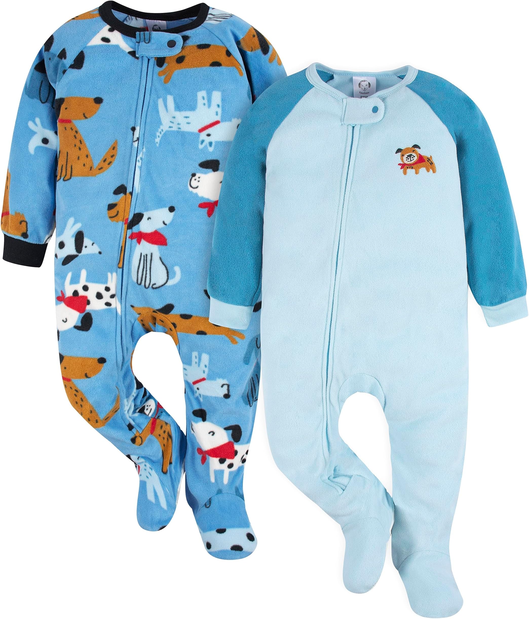 Gerber baby-boys Toddler Loose Fit Flame Resistant Fleece Footed Pajamas 2-Pack