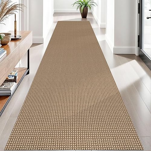 Vista 295 de EARTHALL - Tapete tejido lavable con parte trasera de goma, tapete trenzado de algodón antideslizante para interiores para entrada, pasillo, cocina