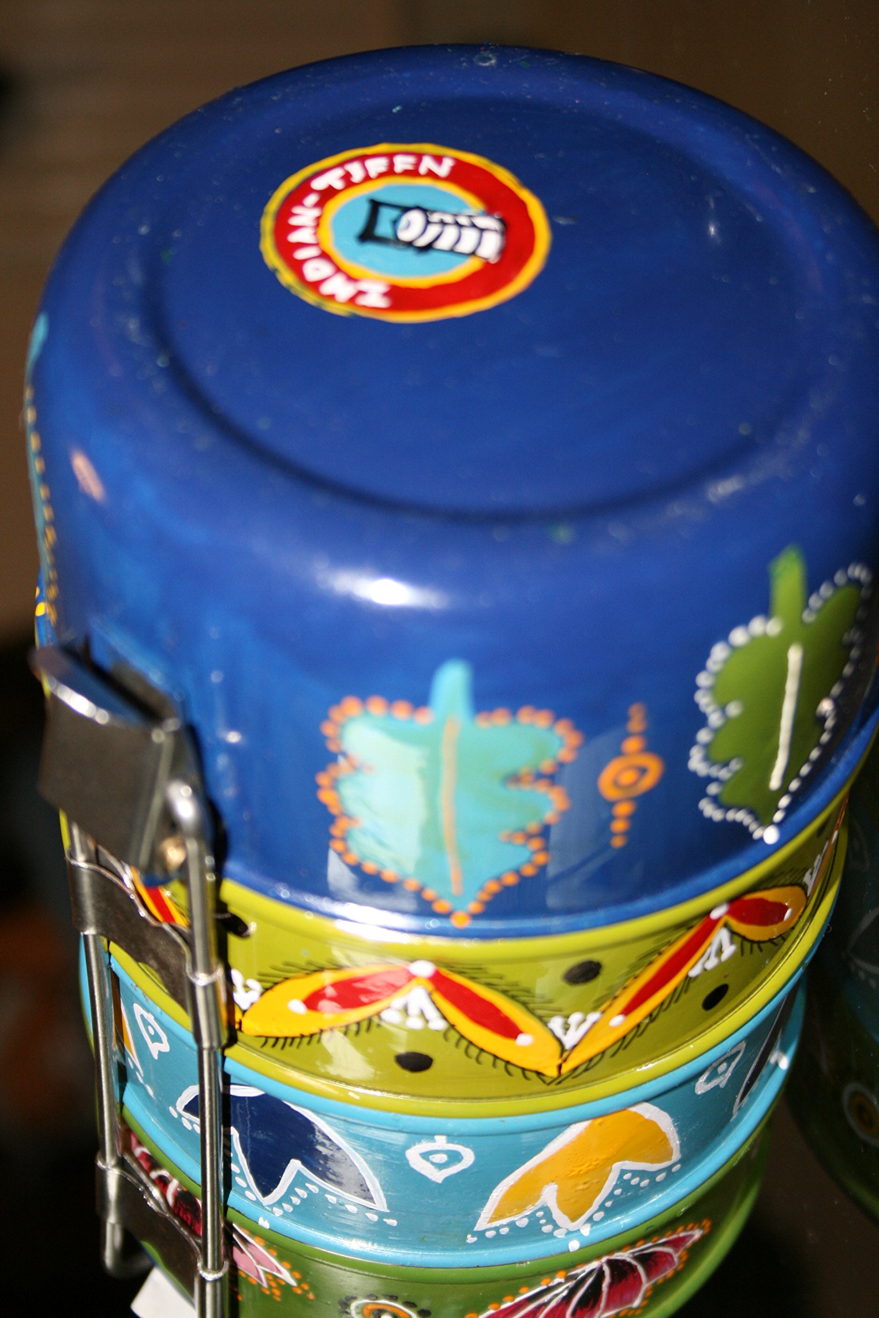 Indian-Tiffin Tiffin indien à 4 niveaux Motif Madhubani Peint à la main