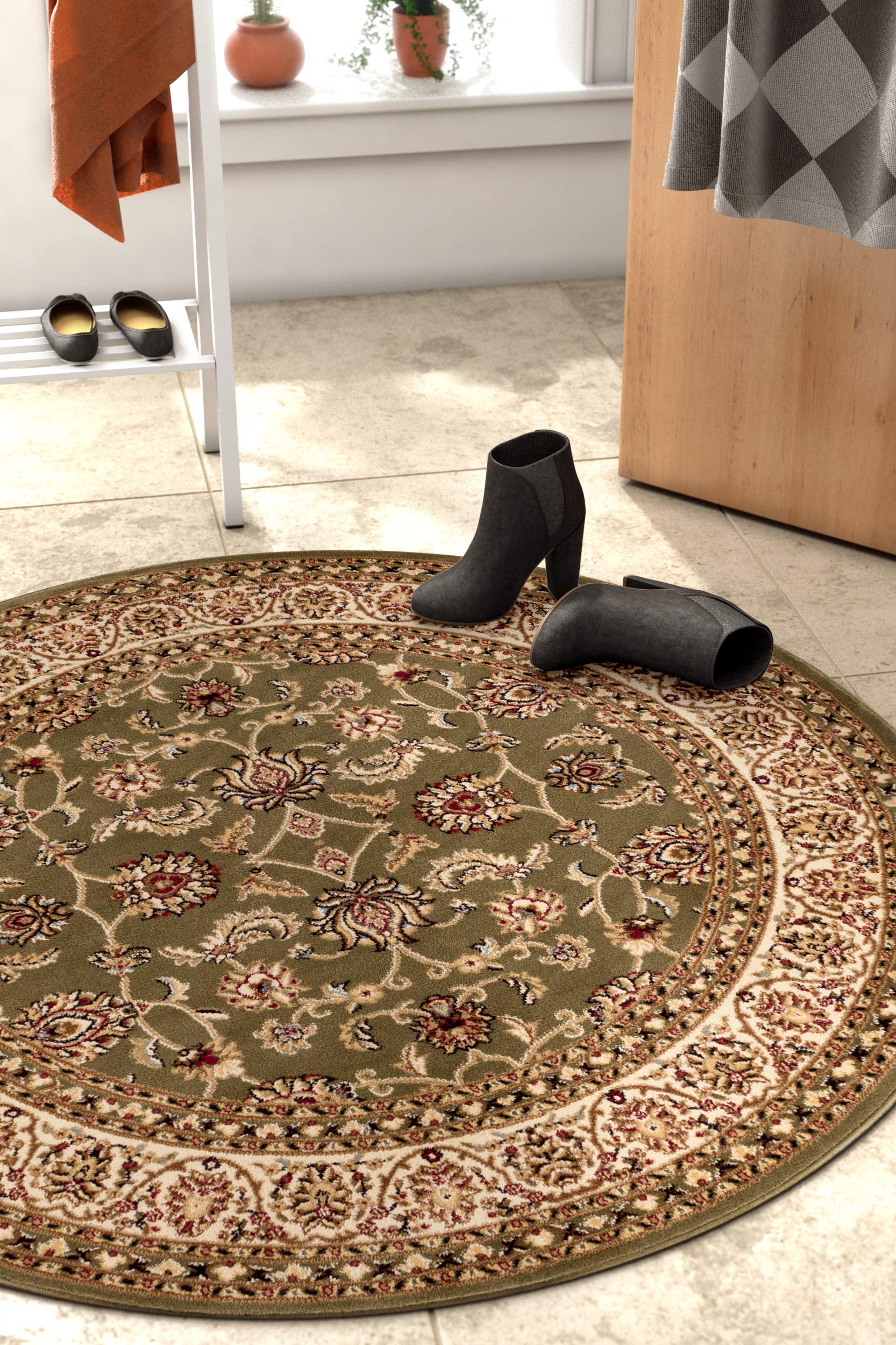 Photo 1 of Well Woven Barclay Sarouk Green Traditional Area Rug 7'10'' Round