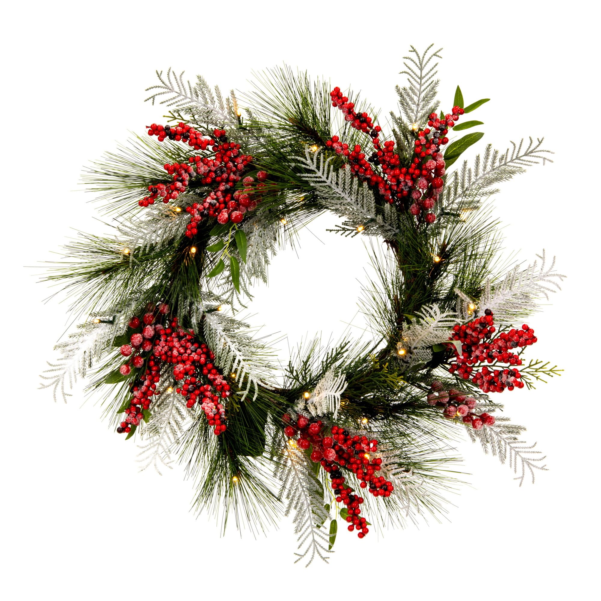 Couronne de Noël artificielle 61 cm : finie la perte d'aiguilles avec ce modèle givré
