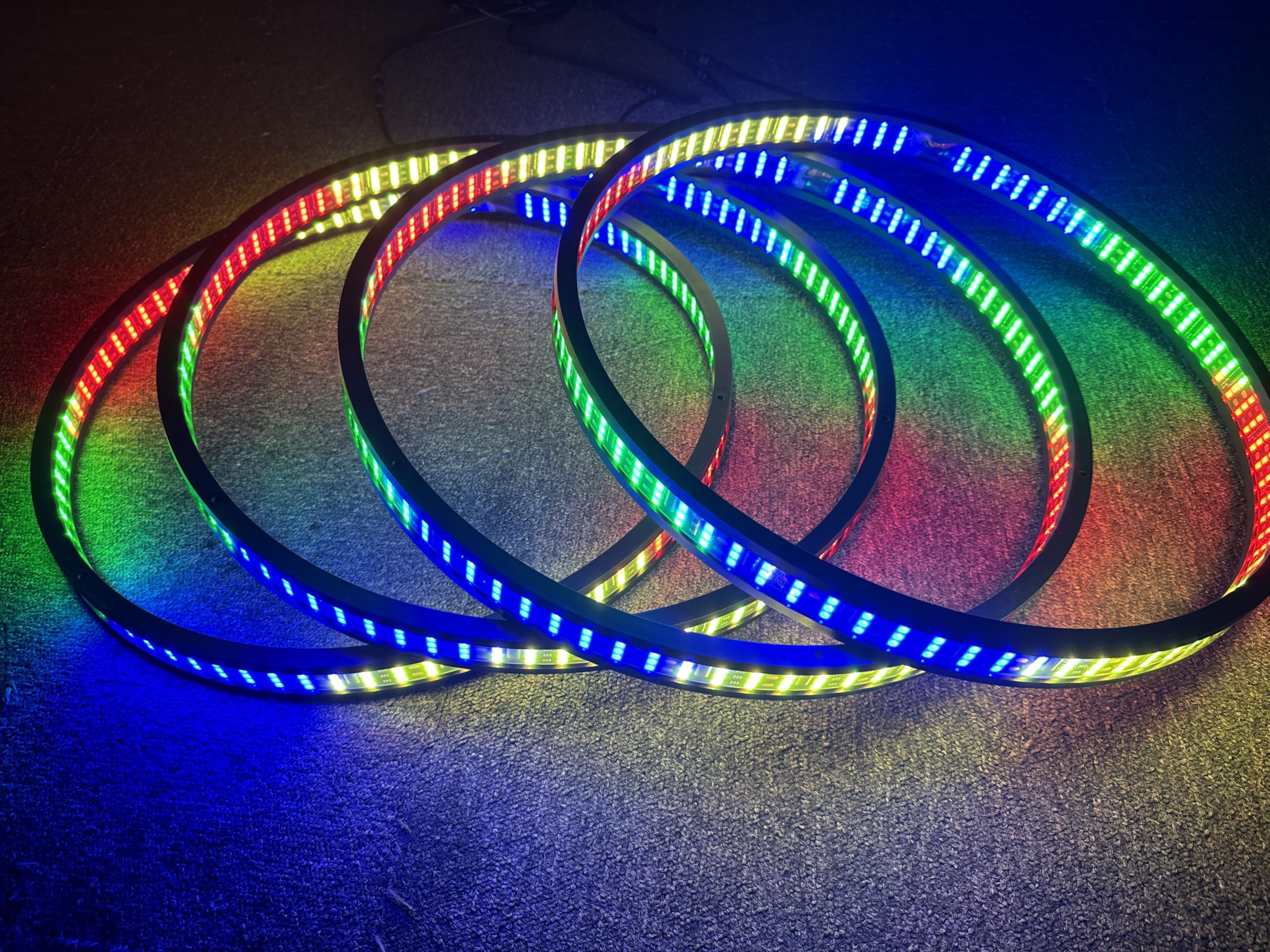 8Rolls PC Rings- 15.5'' Double Side Quad Row RGB Dream Color Chase Million Colors Shift Rim Lights LED Wheel Ring Light Dynamic Chaser Rings Lighting for Car Truck Vehicle