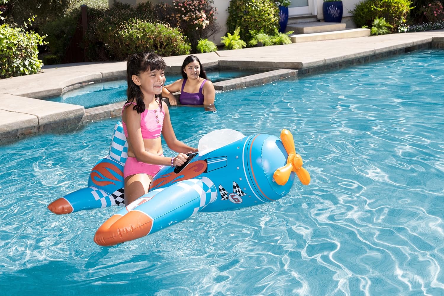 Poolmaster Inflatable Swimming Pool Float Aviator Airplane Pool Rider Toy for Kids