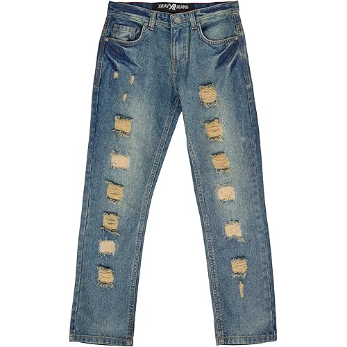 X RAY Boys Distressed Jeans (2T-16), Big Boy & Little Kids Stretch Slim Fit Pants, Ripped Denim Jeans for Boys