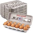 MT Products Blank Natural Pulp Egg Cartons Bulk - Made in USA - Holds Up to Twelve Eggs - 1 Dozen - Cardboard Material Perfect For Storing Extra Eggs (25 Pieces)