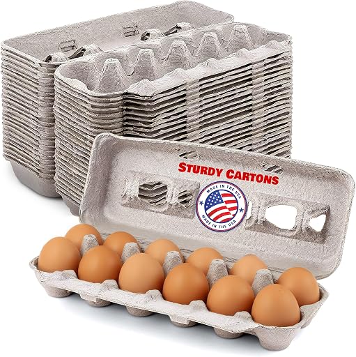 MT Products Blank Natural Pulp Egg Cartons Holds Up to Twelve Eggs - 1 Dozen - Strong Sturdy Egg Crate Cardboard Material Perfect For Storing Extra Eggs (25 Pieces) - Made in the USA