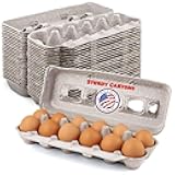 MT Products Blank Natural Pulp Egg Cartons Bulk - Made in USA - Holds Up to Twelve Eggs - 1 Dozen - Cardboard Material Perfect For Storing Extra Eggs (25 Pieces)