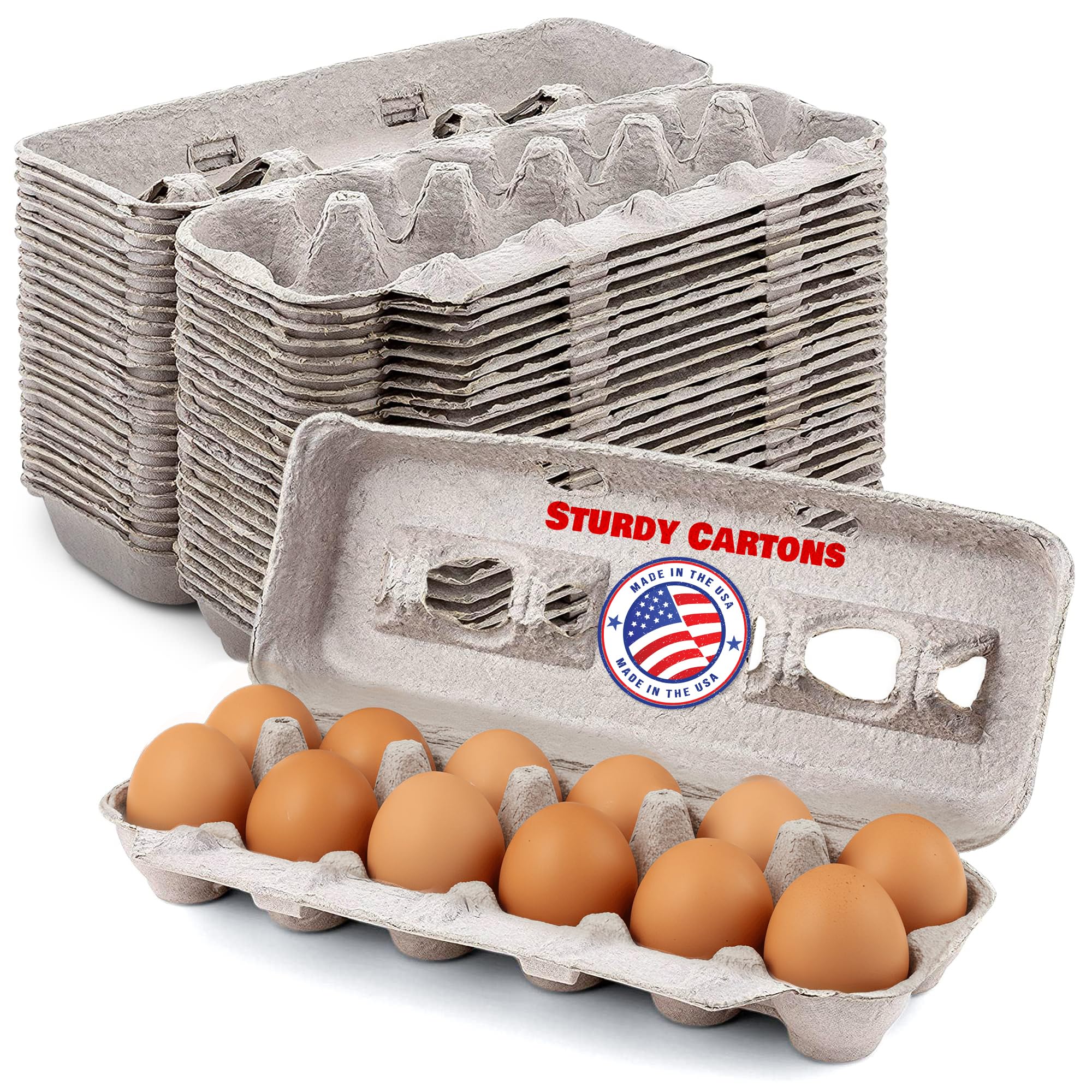 MT Products Blank Natural Pulp Egg Cartons Bulk - Made in USA - Holds Up to Twelve Eggs - 1 Dozen - Cardboard Material Perfect For Storing Extra Eggs (25 Pieces)