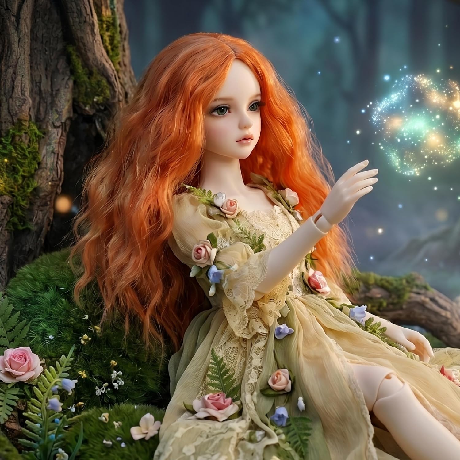 Miss U Hair 8-9 Inch 1/3 BJD Wig MSD DOD Pullip Dollfie Long Kinky Curly Hair Not for Human (Center Part Orange) image 5