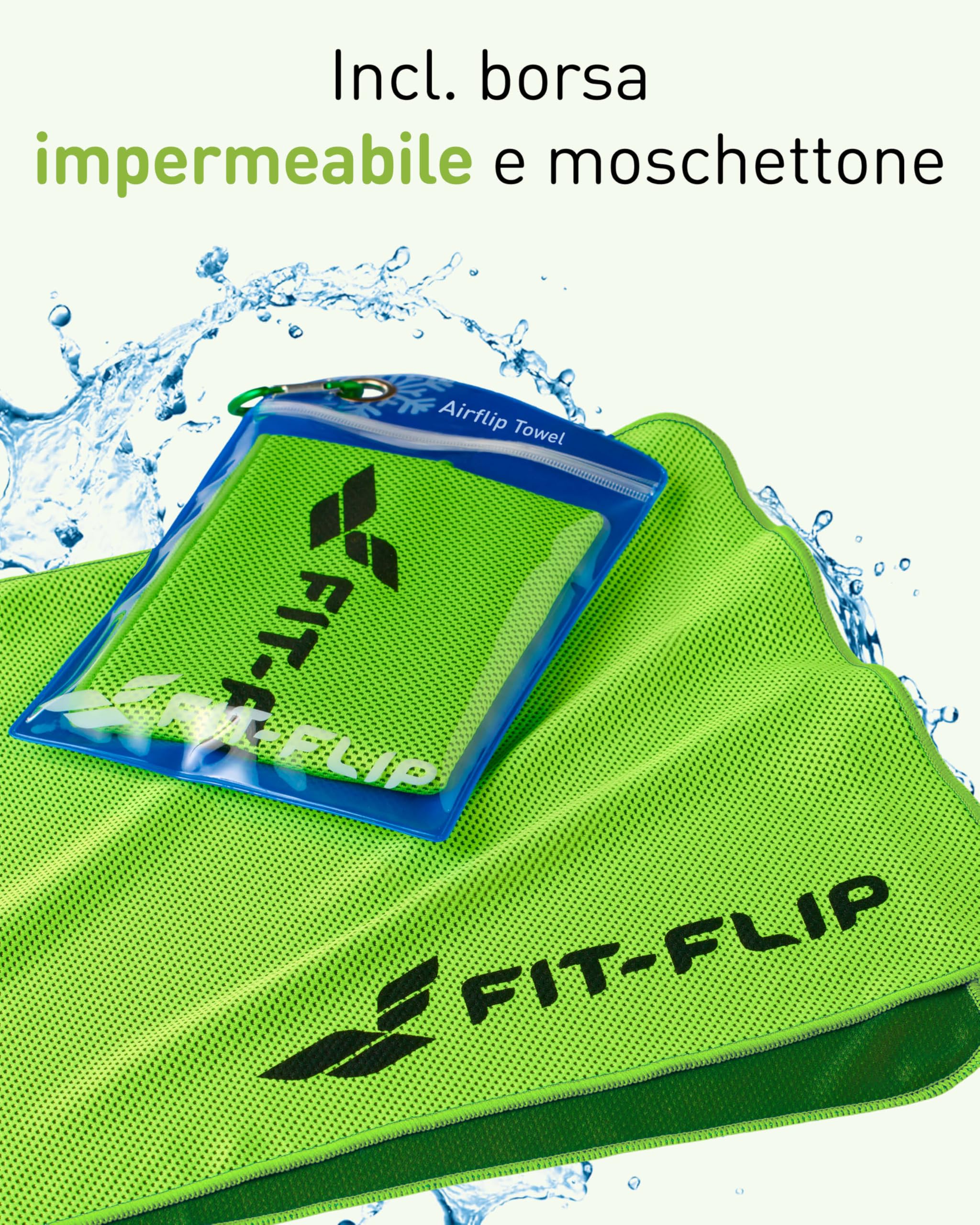 Fit-Flip Set da 3 asciugamani rinfrescanti 100x30cm – Asciugamano rinfrescante in microfibra, Airflip Cooling Towel – Colore: blu scuro/verde/rosa, misura: 100x30cm