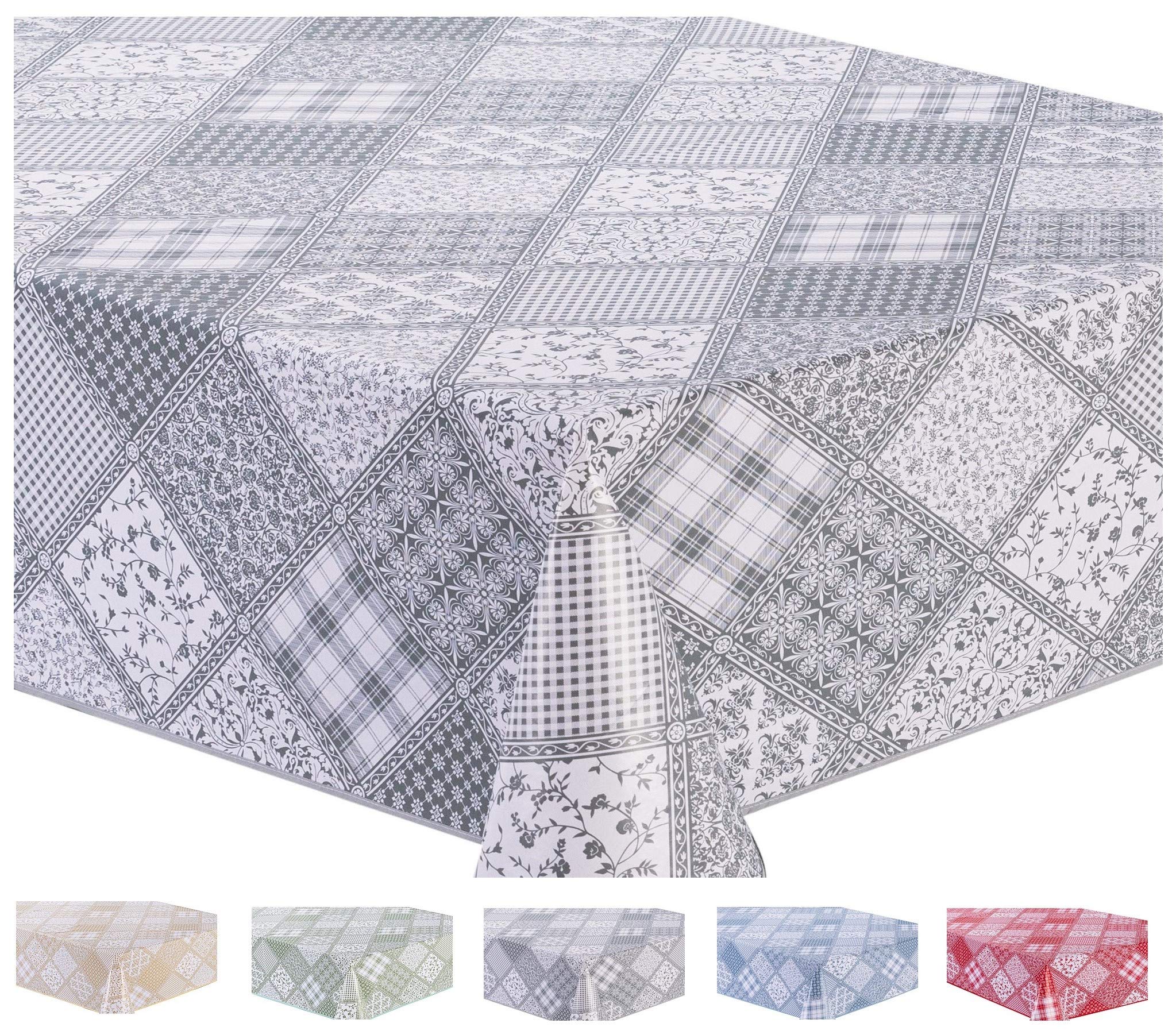 Home Direct Rectangular Oilcloth PVC Wipe Clean Tablecloth Table Cover 140cm x 180cm 55x70 Light Grey