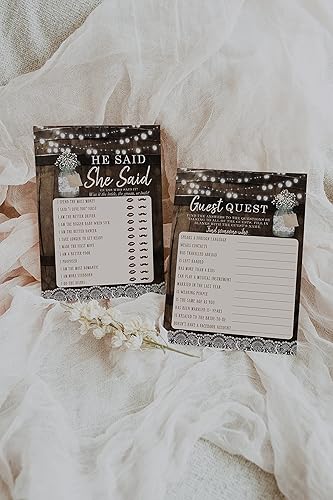 Miniatura 6 de Juegos de despedida de soltera de despedida de soltera, tarro de madera rústica de barril de masón, dijo que ella dijo, encontrar la búsqueda de