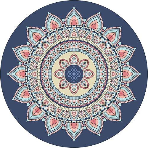 Miniatura 7 de nuveti Tapete de meditación grande redondo para yoga, pilates, 0.138 in de grosor, base de goma natural de árbol antideslizante, agarre extragrueso.