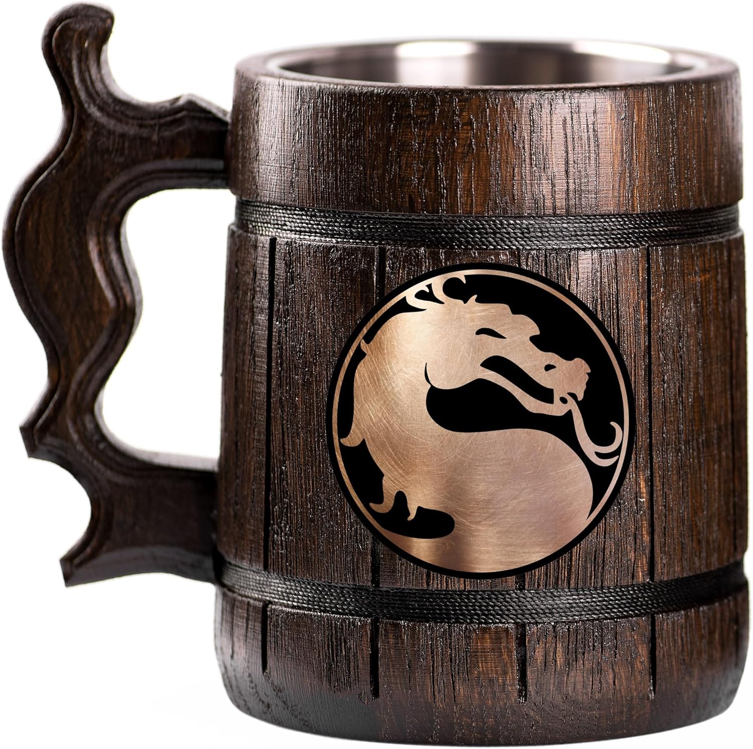 MK Beer Mug, Personalized Stein, Wooden Tankard