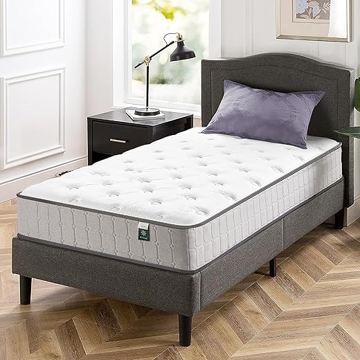 Zinus 10 Inch Comfort Support Cooling Gel Hybrid Mattress, Twin, Tight Top Innerspring Mattress, Motion Isolating Pocket Springs, Mattress in A Box