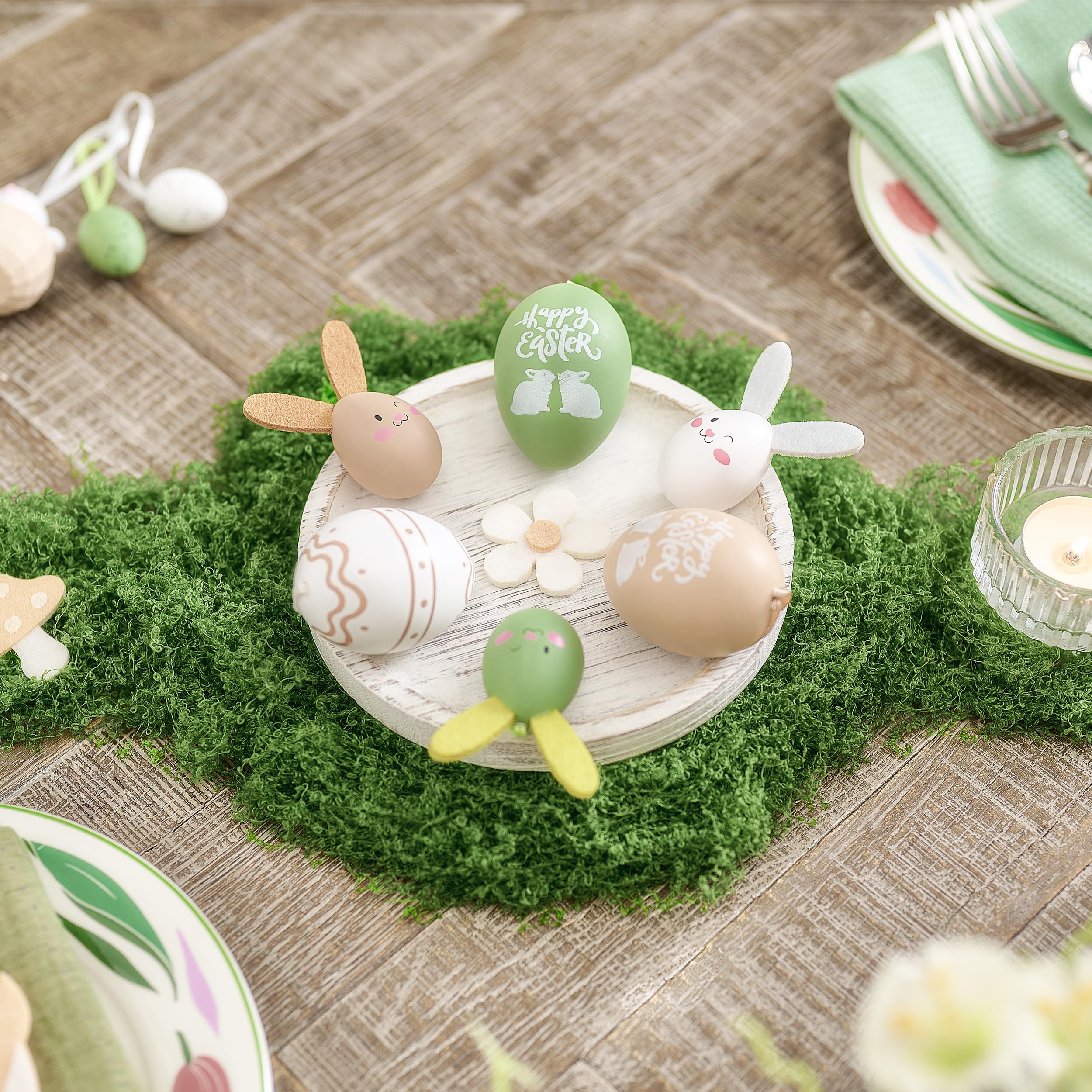 Valery Madelyn Ostereier-Dekoration, bunt, bruchsicher, Osterbaum-Ornament-Set, Beige-Grün, Osterkorb-Füllungen, sortiert, hängende Eier, Großpackung für Frühlingsferien, EG1105-0041