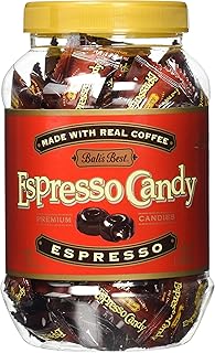 Bali's Best Espresso Candy, 1 Pound Jar, Individually Wrapped Hard Candy with Espresso Filled Center, Made with Real Sumatran Coffee, Halal