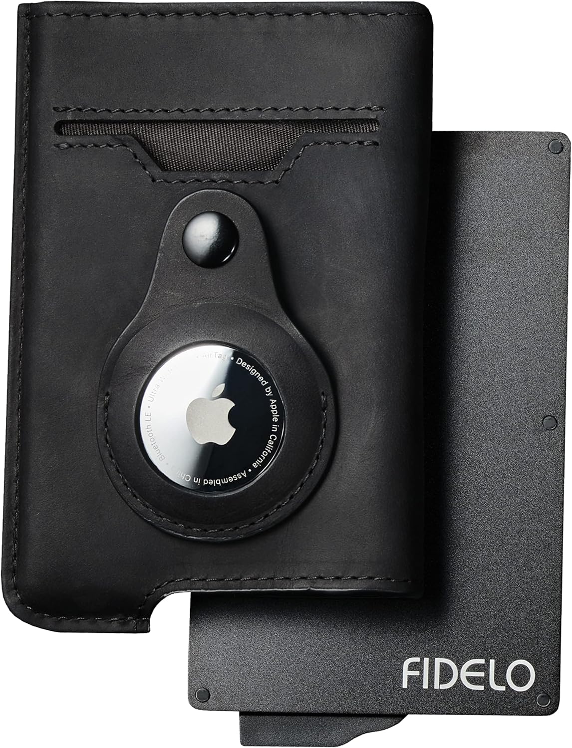 Fidelo Hybrid Minimalist Mens Wallet with Airtag Holder Metal Slim