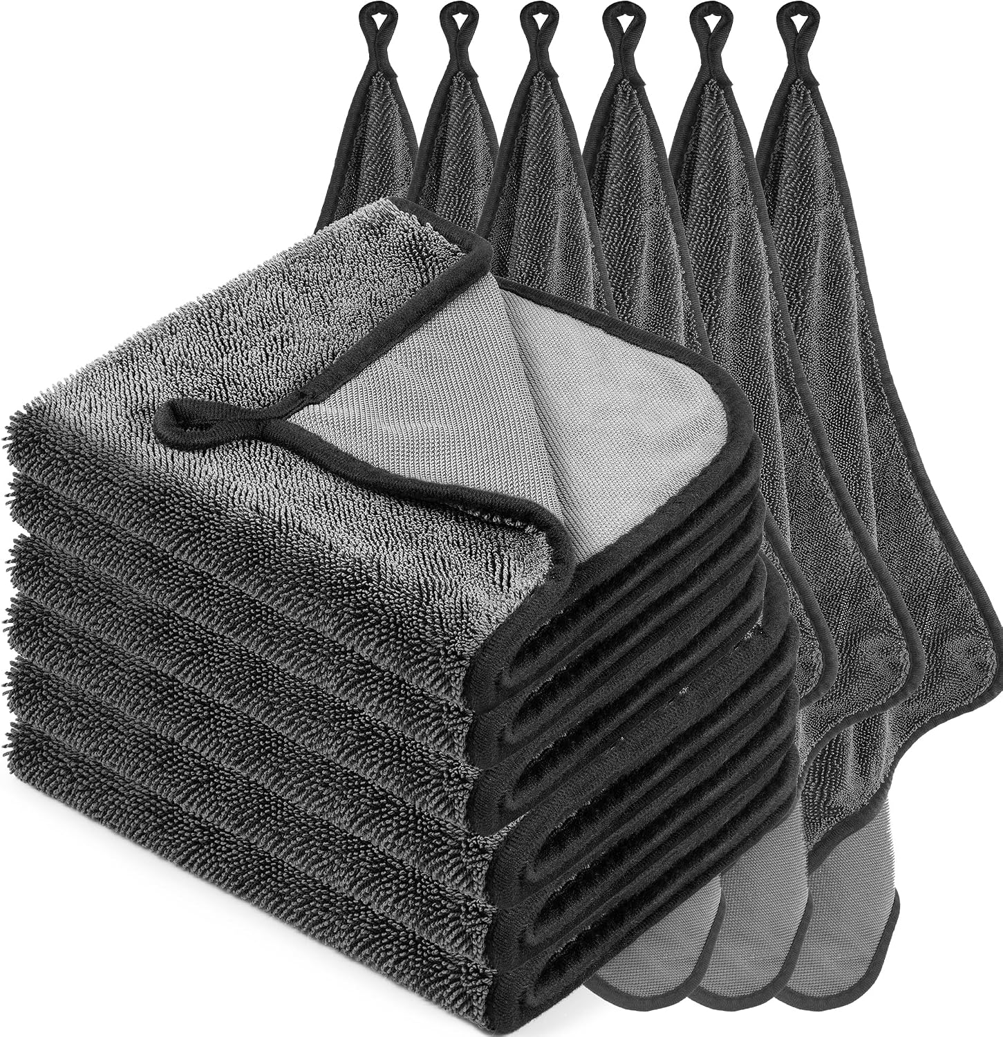Microfiber Car Cloth 600GSM, 40x40cmx3 Pieces+40x60cmx3 Pieces, Ultra Absorbent Streak-Free Drying Towel, Microfiber Cloth for Paint and Glass, for Car Cleaning, Bathroom