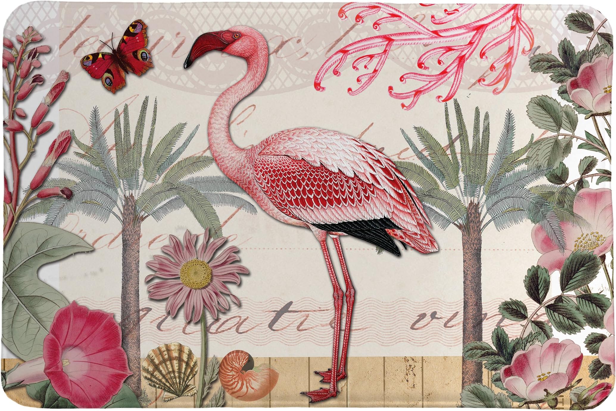 Laural Home Botanical Flamingo Memory Foam Rug, Pink