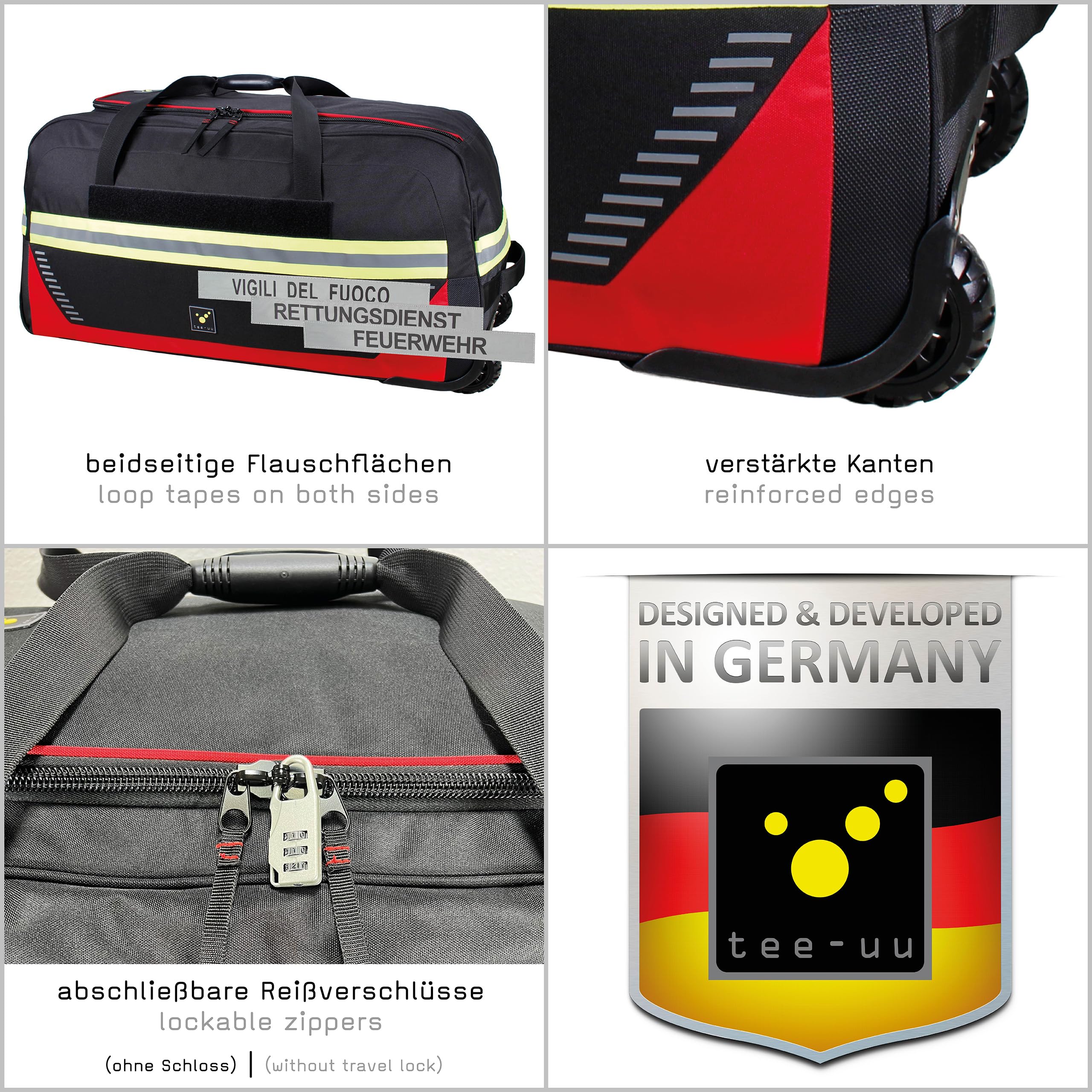 tee-uu TROLLEYBAG EVO Bekleidungstasche | Trolley-Tasche | 90 L Stauraum | Verschiedene Varianten (AB-Feuerwehr)