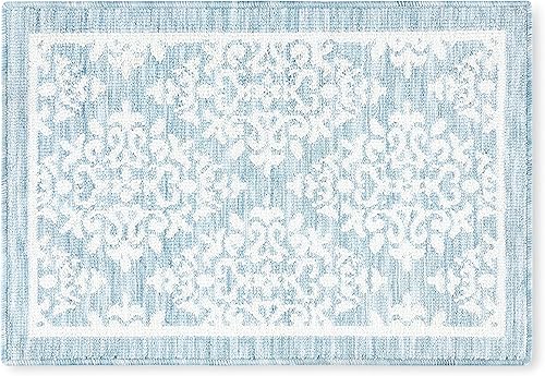 TOWN & COUNTRY EVERYDAY Walker Damask Medallion Everwash - Alfombra decorativa lavable y multiusos para cocina, alfombra de cocina de perfil bajo,