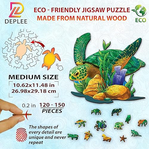 Miniatura 2 de Rompecabezas de madera para adultos, rompecabezas de madera de tortuga, 188 piezas, 10.6 x 11.5 pulgadas (10.6x11.5 in), rompecabezas de madera de