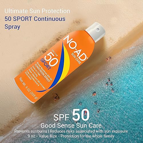 Miniatura 2 de NO-AD Spray de protección solar SPF 50 SPORT  Protección UVAUVB de amplio espectro  Secado rápido  Transparente y resistente al agua  Sin octinoxato