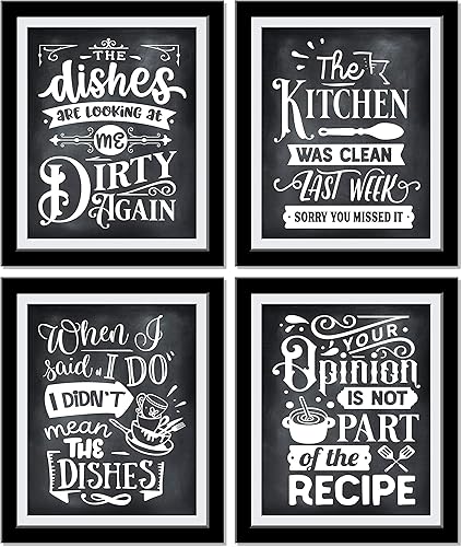 Miniatura 2 de LoveShineFlair Funky Kitchen Art - Juego de 4 divertidas decoraciones de pared de cocina, impresiones sin marco, 8 x 10 pulgadas