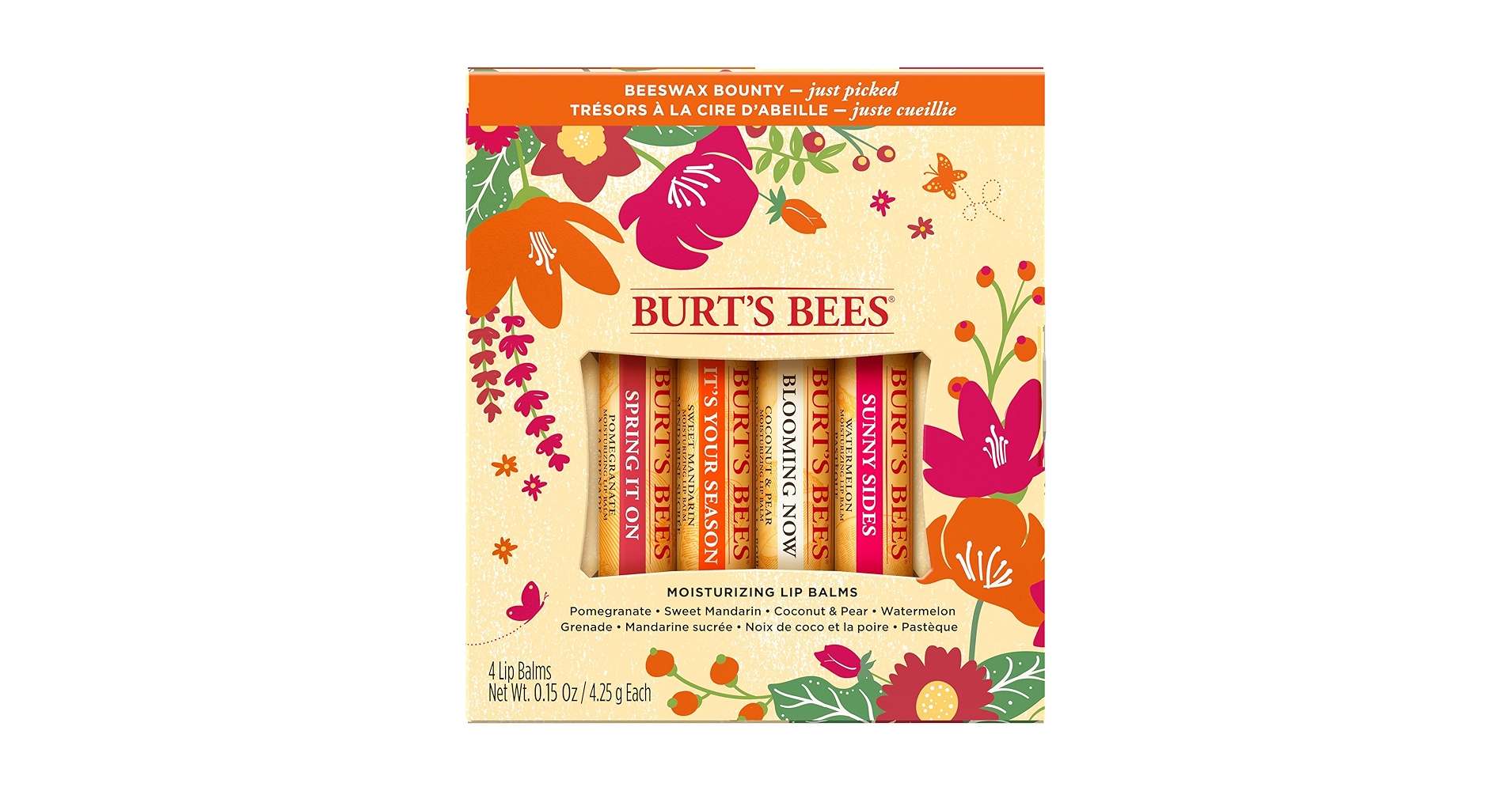 Amazon.com : Burt's Bees Gifts, 4 Lip Balm Products, Just Picked