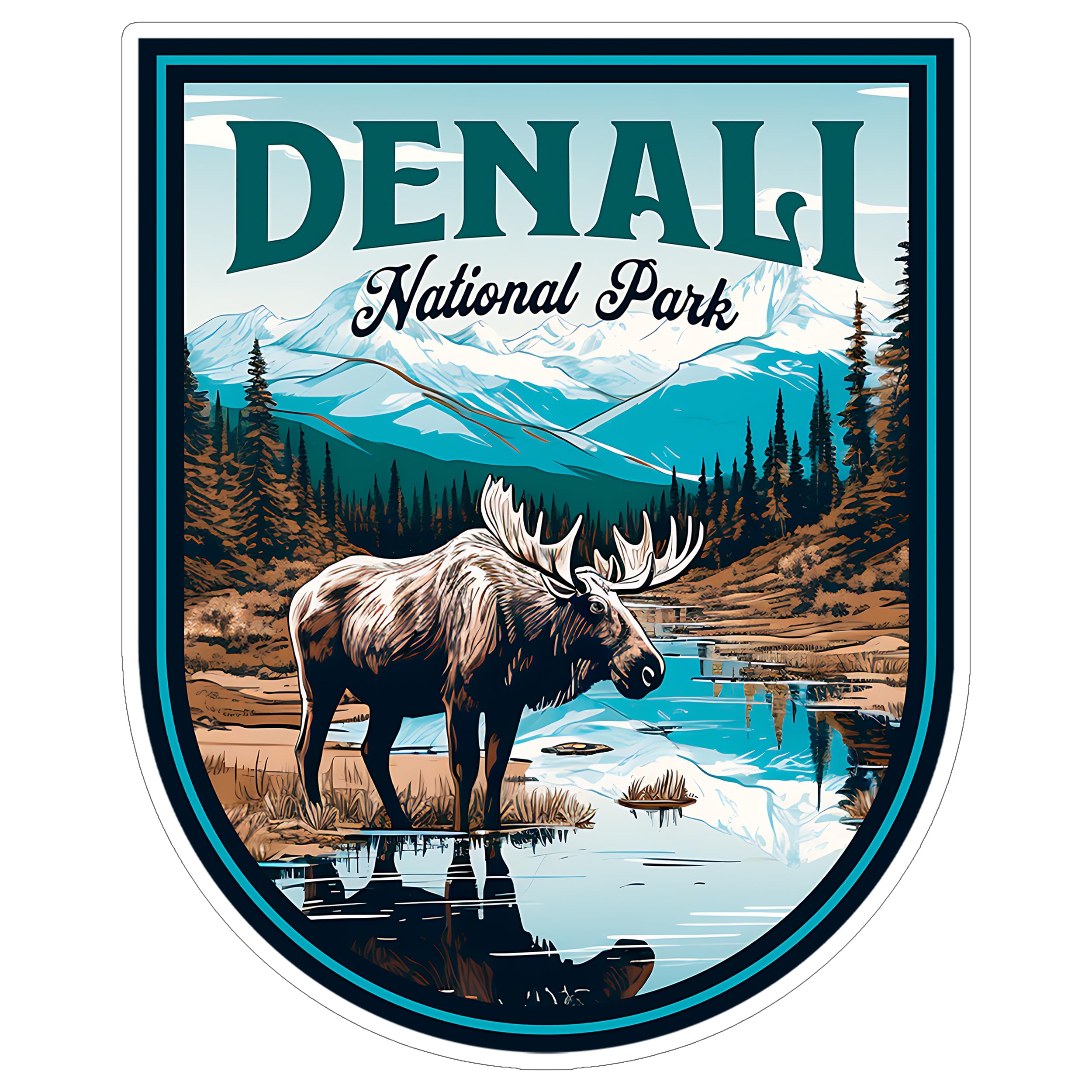 Denali National Park Alaska Sticker 4 Inch Travel Souvenir Destination Nature - Waterproof Vinyl Decal for Laptop Water Bottle Car Tumbler - Durable