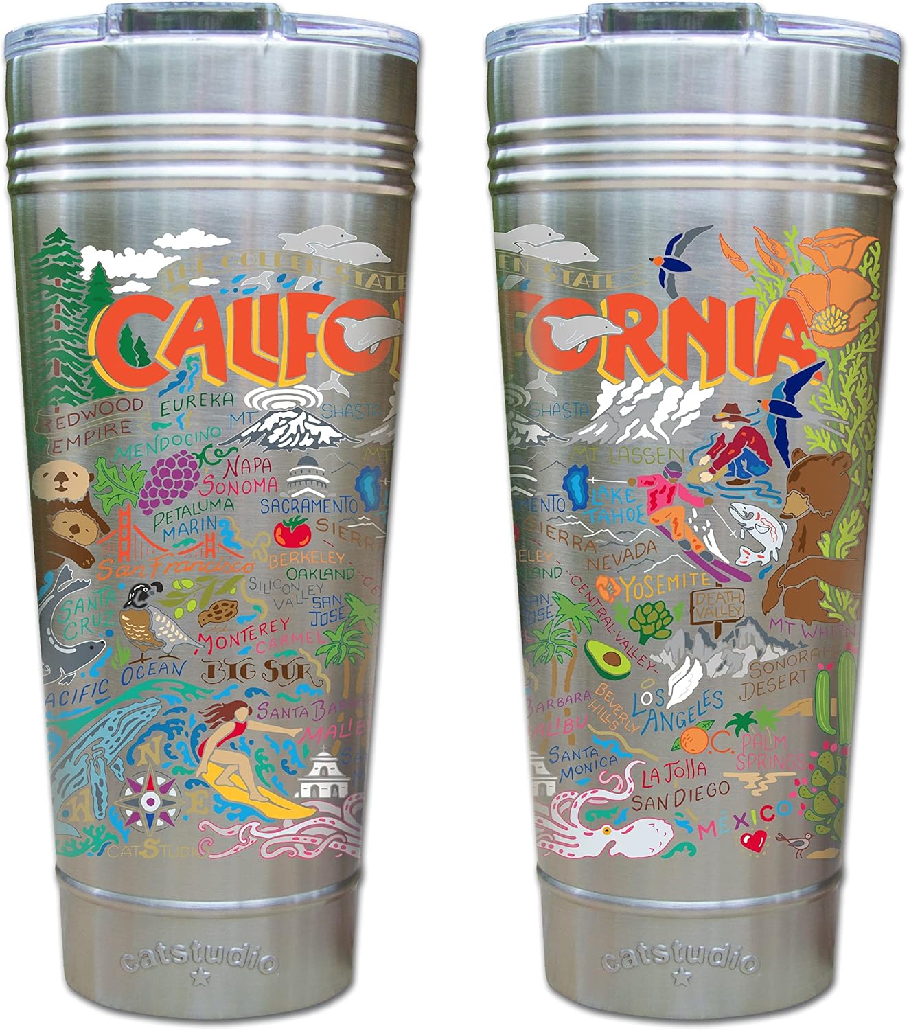 catstudio California Thermal Tumbler | Triple Wall Insulation With Non Slip Bottom | Great Travel Cup for Water, Coffee, Tea, or Smoothies