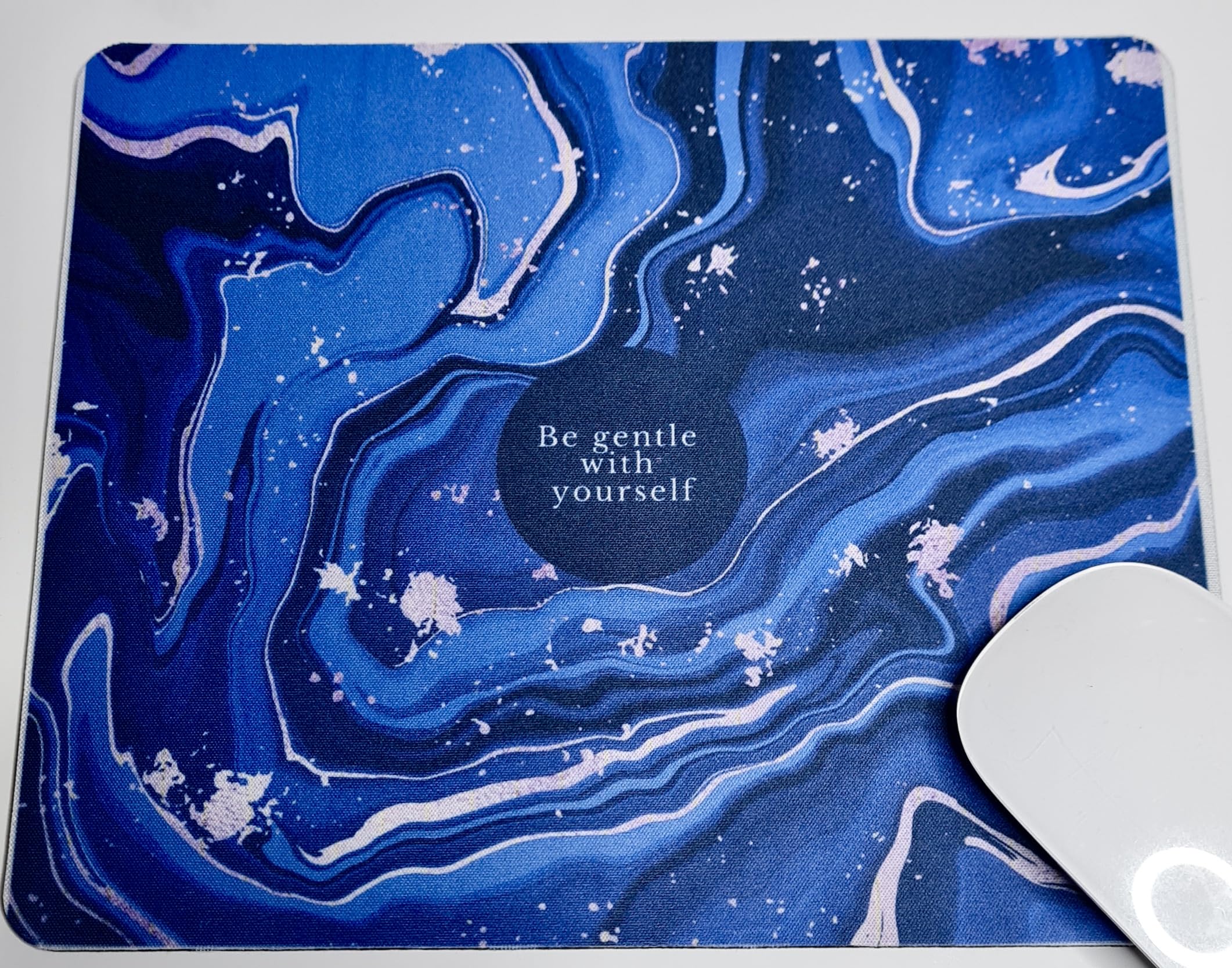 Blue wave "Be gentle with yourself" and just wave mouse pad, non slip rubber base [random]