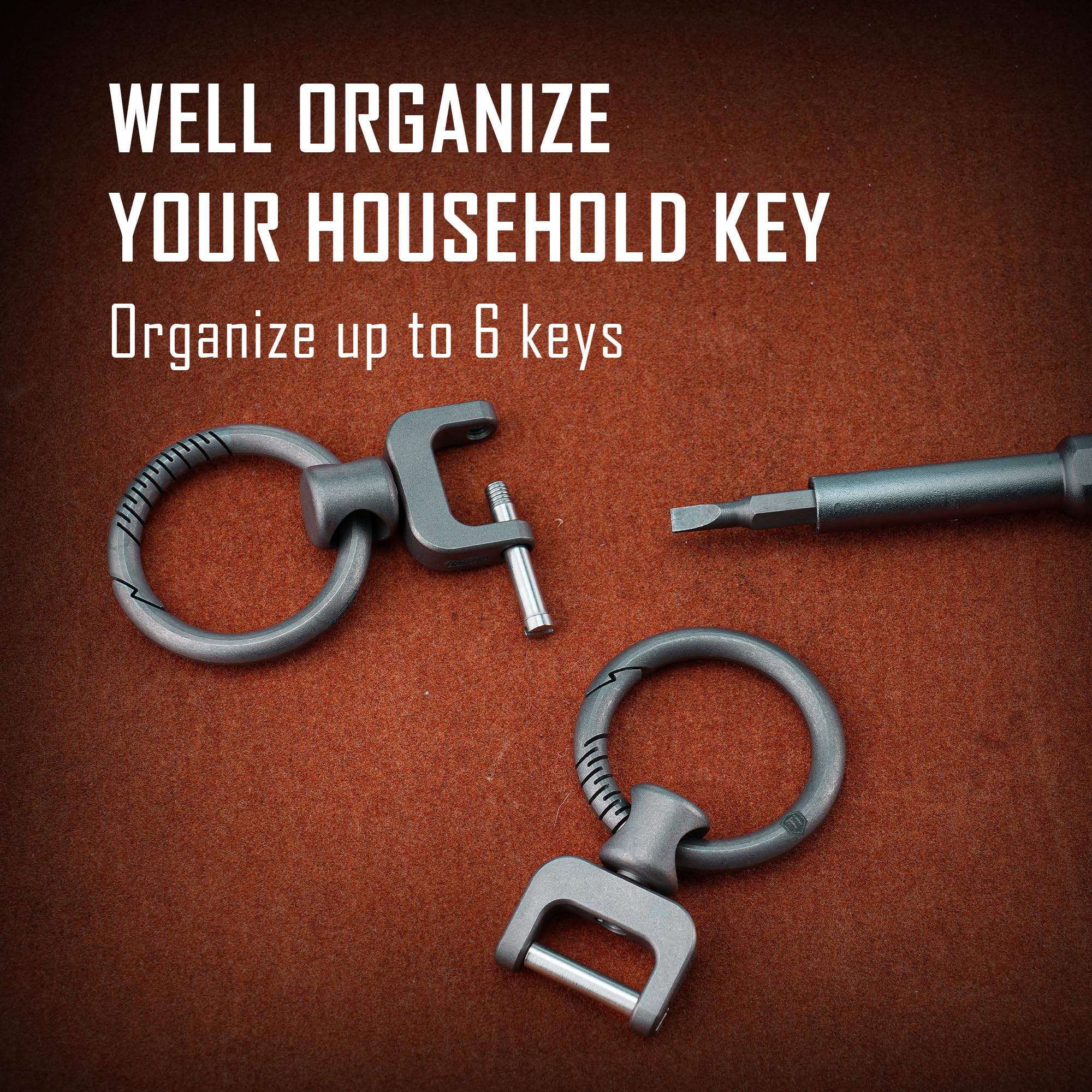 KeyUnity Titanium Side Pushing Key Ring, Quick Release Minimalist Split Keychain Ring für Karabiner, Autoschlüssel & Home Keys