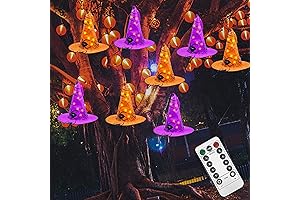 Bewitching Halloween Decor: 8 Lighted Hanging Witch Hats for Hauntingly Festive Ambiance