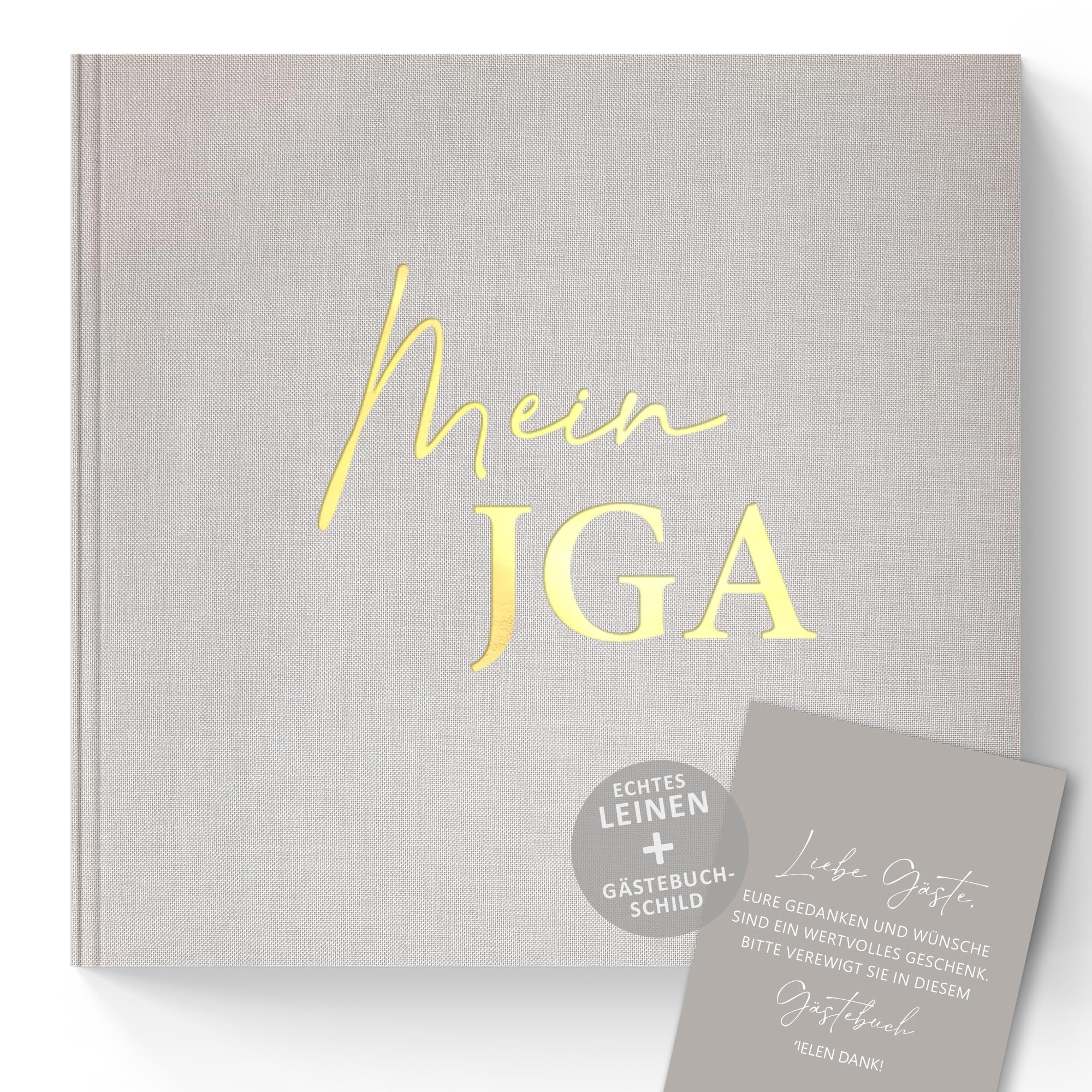 Trendanchor Mein JGA Erinnerungsbuch - Gästebuch für Glückwünsche und Fotos - Hardcover mit Eukalyptus-Design & Goldprägung - Vintage-Stil für Brautparty