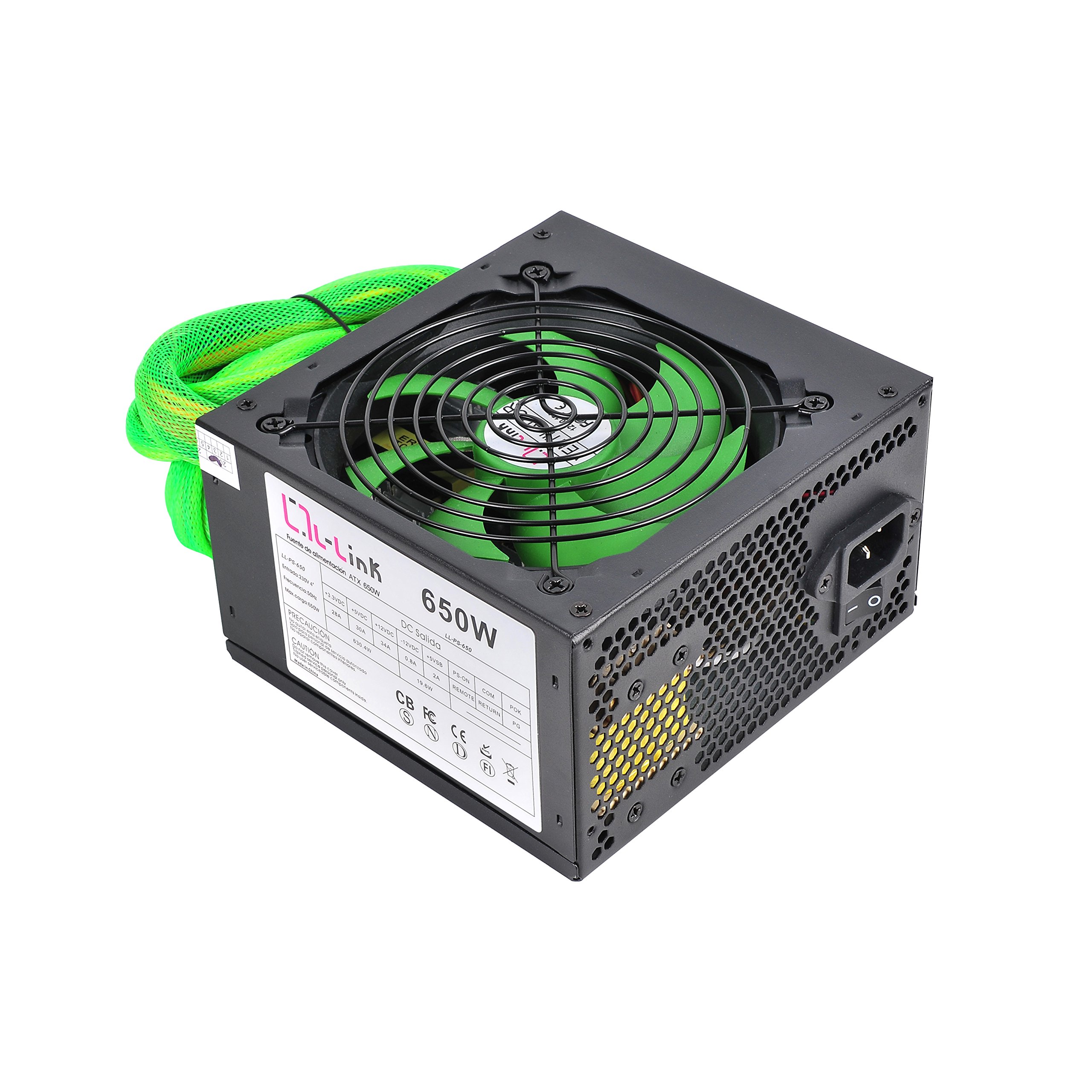 L-Link LL-PS-650 - Fuente de alimentación (650 W, ATX, 5 A), negro