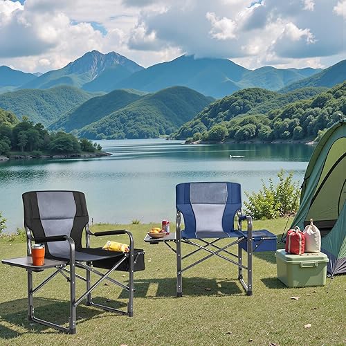 Miniatura 2 de Sillas de campamento de gran tamaño, soporte resistente de 500 libras, silla de directores con respaldo acolchado y brazo sillas deportivas con