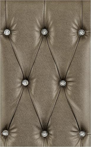 Miniatura 6 de Juego de mesa de comedor tradicional con acabado champán de 7 piezas con inserto de cristal 6 sillas laterales copetudas con respaldo copetudo