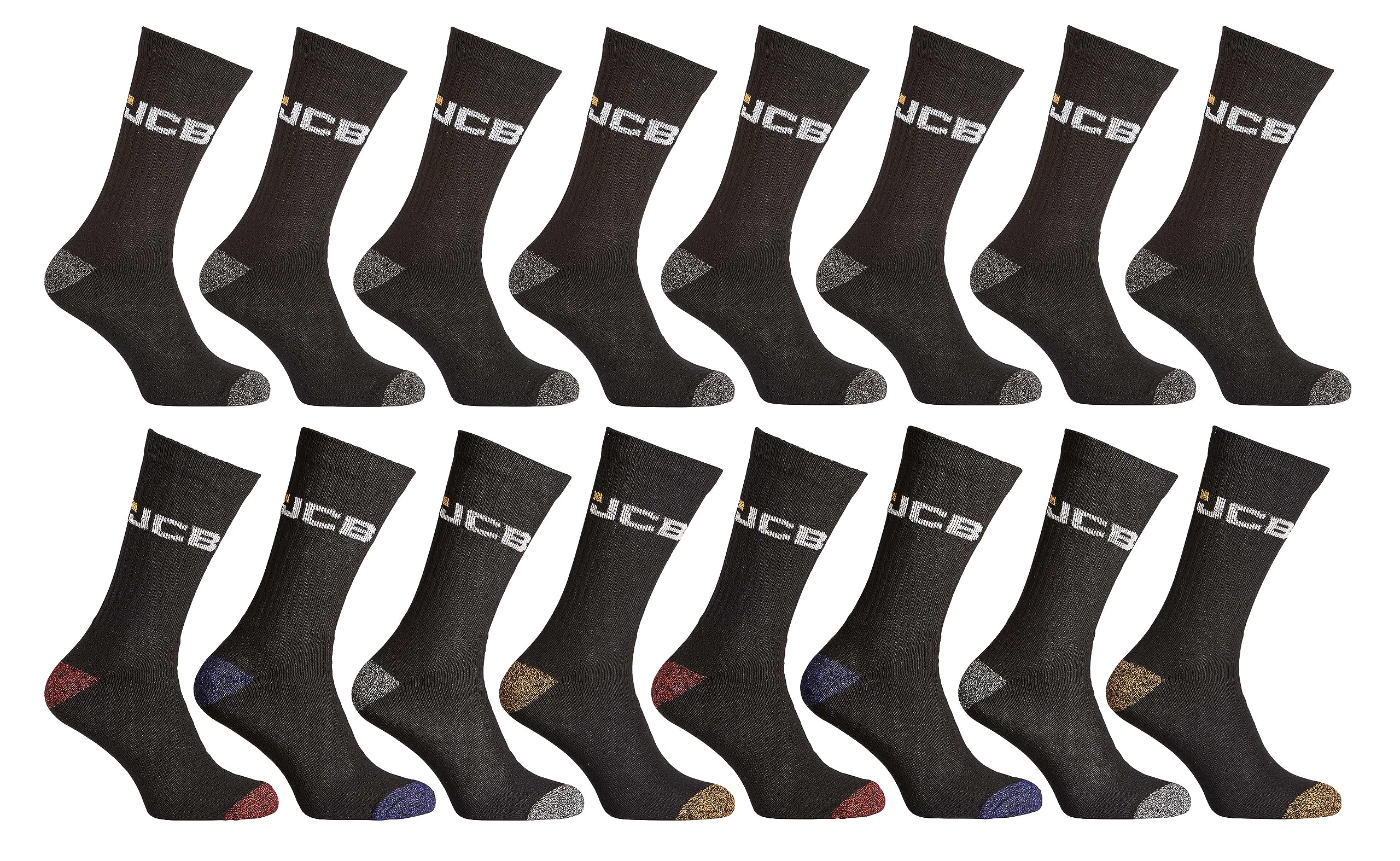 JCB Socks - Apparel Bumper Pack - Mens Work Socks - Black - UK 6-11, EUR 39-46 (16 PACK)