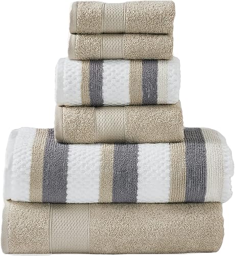 Miniatura 22 de Modern Threads Juego de toallas de 6 piezas, 100% algodón, de secado rápido, ultra absorbentes, incluye 2 toallas de baño, 2 manos y 2 paños Salvia