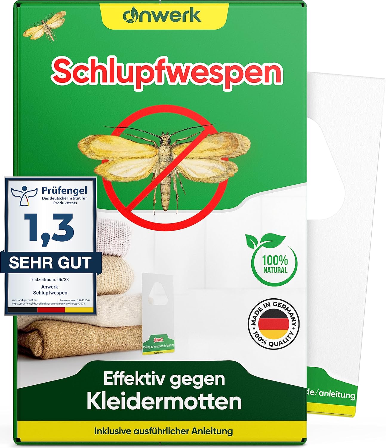 anwerk® Schlupfwespen gegen Kleidermotten 2X Karten à 6 Lieferungen Effektiv Kleider Motten