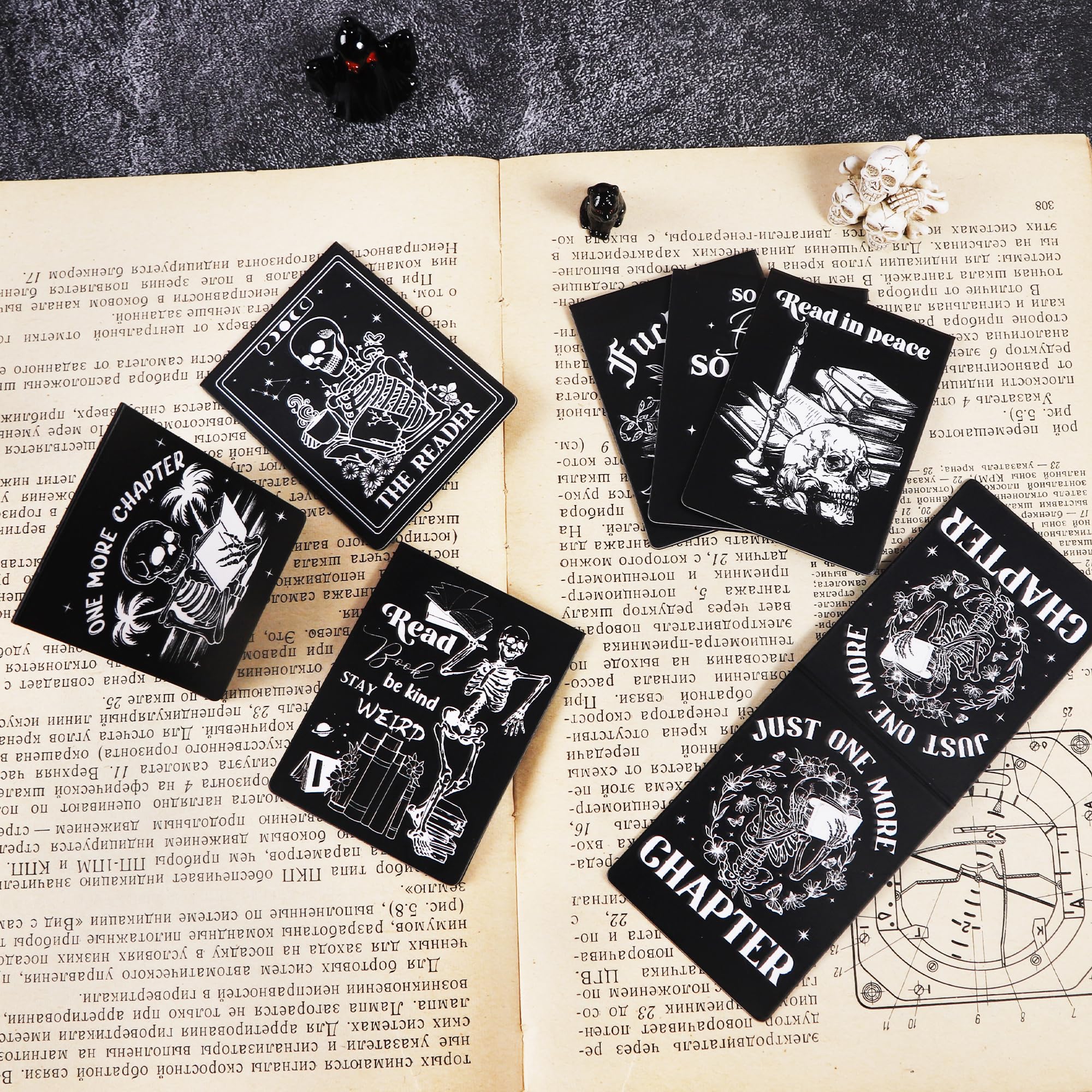 Gothic Skeleton Magnetic Bookmarks: 8 Pcs Horror Skull Magnet Book Page Markers Black Romance Bookmark Clips for Reading Gifts for Women Men Book Lovers Office School Supplies - Image 4