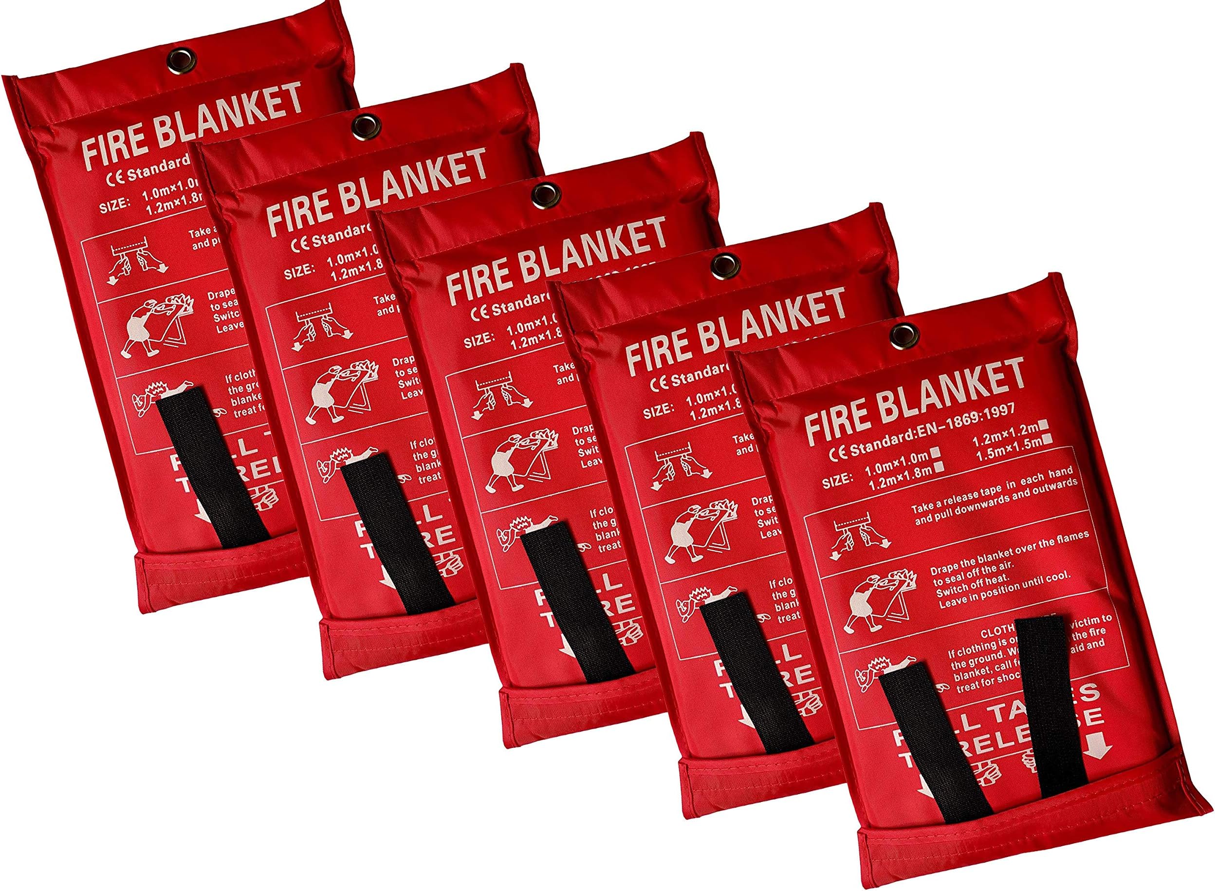 Victosoaring Emergency Survival Fiberglass Fire Blanket Shelter Safety Cover Ideal for The Kitchen, Fireplace, Grill, car, Camping (5Pack 39x39 in)