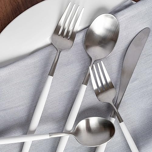 Miniatura 5 de Cambridge 306420Ckp12Ds Mazzy White Handle - Juego de cubiertos de 20 piezas