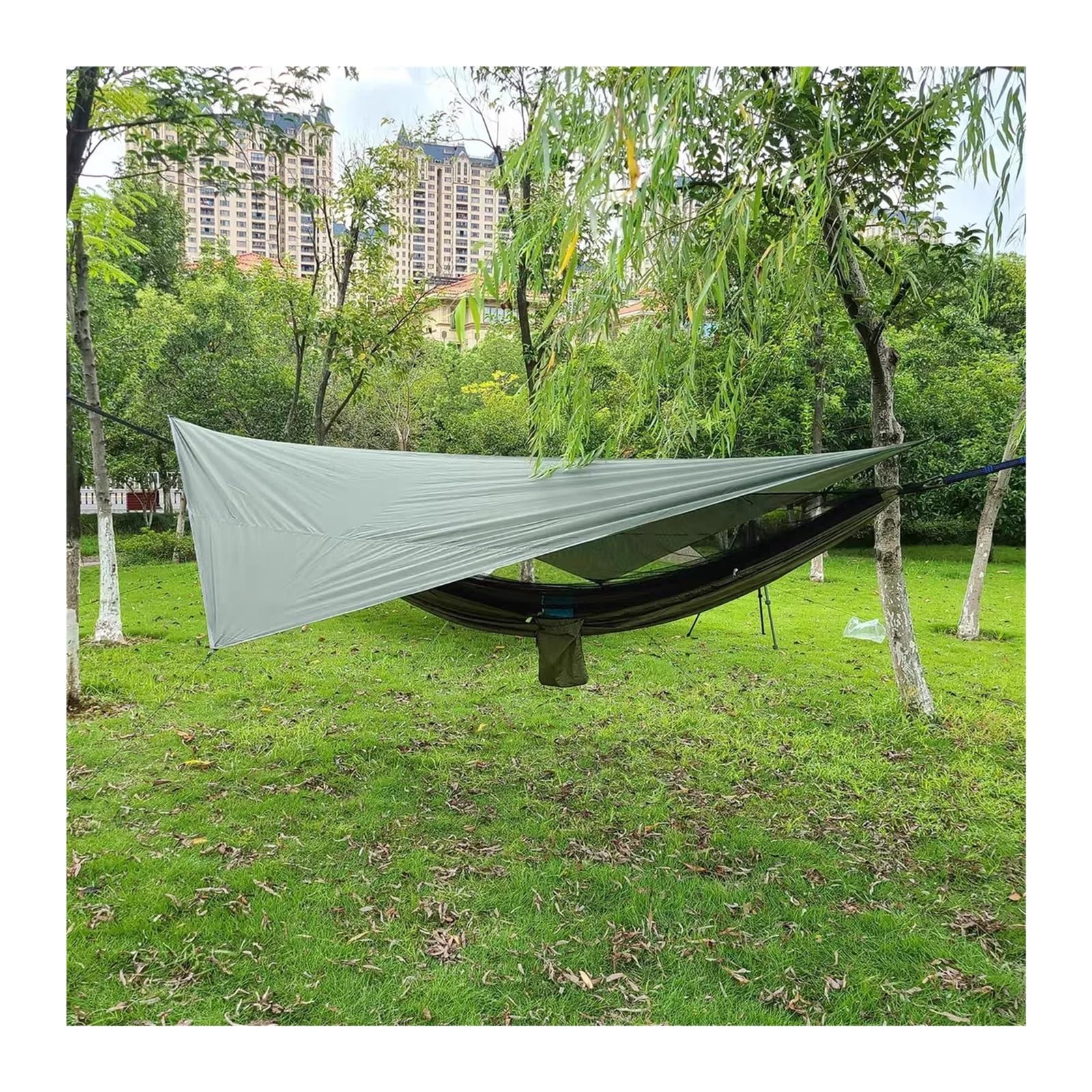 Moskitiera ogrodowa, Przenośny hamak z baldachimem i do powieszenia na łóżku Multicolor Camp Travel(Dark Green)